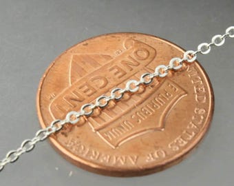 Sterling Silver Cable Chain Bulk: Tiny Flat Round - 1.6x1.25mm Soldered Link, 5 feet
