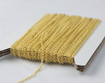 Gold Plated Chain Bulk, 32 ft of Tiny Round SOLDERED Chain Cable Chain 1.6x1.4mm- Free Jump Rings 50pcs Dainty Delicate - 1614S