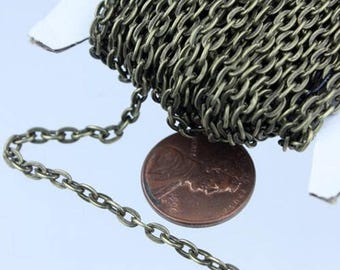 Chaîne pour câble plate finition laiton antique - 4 x 3 mm Maillon dessoudé de 0,8 mm - 43F 10 pieds