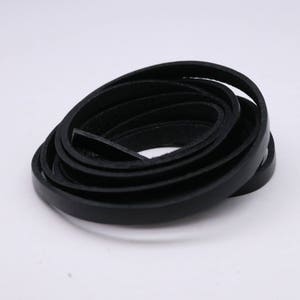 1/4 inch 6mm x 84&quot; Black Genuine Leather Strap - Premium Quality Real Leather - 7 Feet Long - 1/4 Inch / 6mm Flat Strip -Ship USA