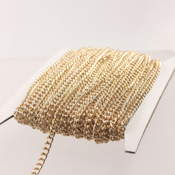 32 feet Champagne Gold Plated Curb Chain Curb BIG Chunky Sturdy Curb Chain - 3.6mm width 1.0mm Wire Unsoldered - 36CURB