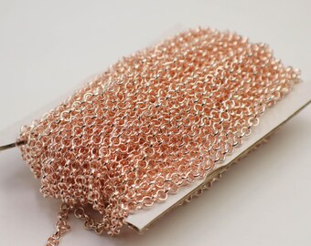 Chaîne Rolo plaquée or rose anti ternissement : maillons soudés de 3,1 mm 10 pieds - AT3.1ROLO