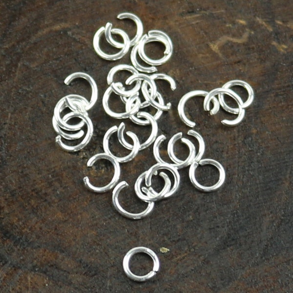 925 Sterling Silver Pure Solid Silver Jump Rings - 4mm 21 Gauge 21G 0.7mm