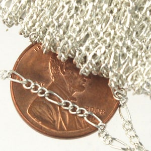 Sterling Silver Plated Figaro Chain Bulk, 10 ft. of SOLDERED Chain Facet Sturdy figaro chain 1.8mm - Necklace   DIY Chain - 1.8FIGARO