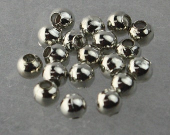 200 pcs of Rhodium Plated Round Spacer Beads - 3.2mm