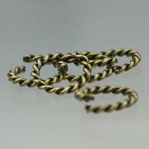 20 pcs of Antique Brass Twisted Wire fancy jumpring 14mm round - 1.6mm thickness