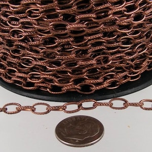 12 feet Antique Copper Texture Chain Drawn Oval Cable chain bulk chain - 9x4.5mm unsoldered link- 9045DR