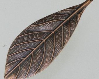 20 pcs of Antique Copper Metal Leaf Dnagle Drop Pendant - 72x27mm