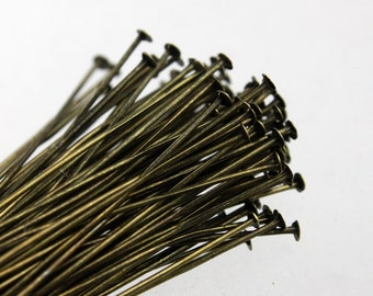 Finger Pick Package 300 Pcs Antique Brass FLAT Headpins Bronze Flat Head  Pins T Pins 2 Inch 50mm 22gauge 22G TPIN-22G-50 