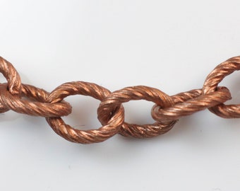 New 10 feet of Antique Copper Oval BIG Chunky Texture Cable Chain - 8x7mm Unsoldered Link - Necklace Bracelet - 8070TX