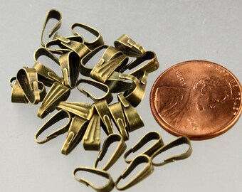 100 pcs of Antique Brass Finished Pendant Pinch Bail 9x3.5mm