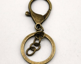 NEW New 5 pcs of Antique Brass HIGH Quality Premade Key Chain Keyring Key Fob  - 65x30mm 2.5 inch Long - ship from California USA