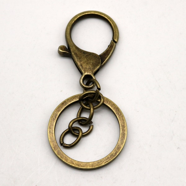 NEW New 5 pcs of Antique Brass HIGH Quality Premade Key Chain Keyring Key Fob  - 65x30mm 2.5 inch Long - ship from California USA