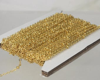 Gold Plated Satellite Chain:, 2.4x1.7mm Soldered Link 32 feet - Bulk Spool- 2417SAT