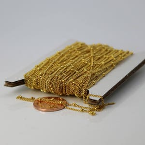 32 ft spool of Gold Plated Dainty Delicate curb BALL Satellite Chain - 1.3mm soldered link - with FREE Adequate Jumpring (50pcs)  - 1.3SAT