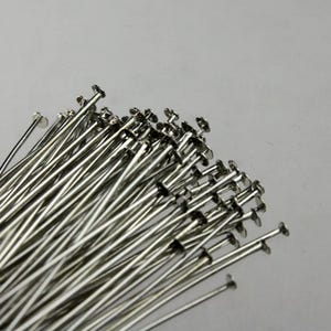 Antique Silver Plated Rhodium TPin Flat Headpins: 2 Inch, 22 Gauge, Iron 300 pcs - Wholesale Bulk Lot