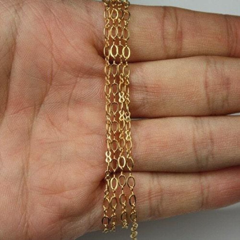 24k gold plated Soldered Link Figure 8 Connector Chain - 3.9x2.6mm links 10 feet image 5