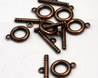 25 sets of Antique Copper Toggle Clasps - Ship from California USA