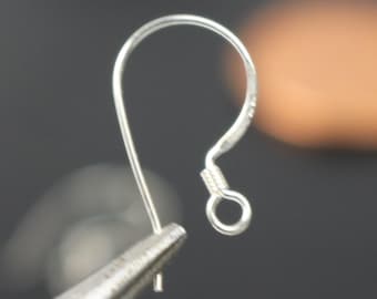 925 Sterling Silver Ear Wires: French Hook Style, 14x16mm 5 Pairs