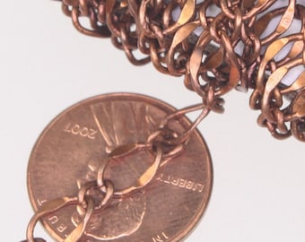 Antique Copper Plated Finish Curb Chain: Hammered Soldered Links 10 feet - 58FIG