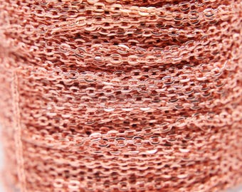 Catena a maglie piatte antiossidante: 3x2,2 mm, non saldate - Bobina sfusa