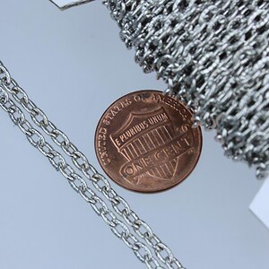 32 Ft Rhodium Plated Texture Chain Bulk Antique Silver Flat Oval Chunky Cable Chain - 4x3mm Unsoldered  - 43TEX