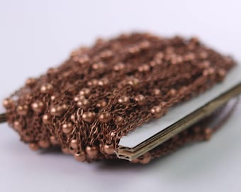 4mm Beaded Antique Copper Plated Satellite Chain: Soldered 300ft Wholesale Lot - 317FSATB