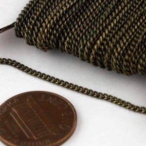 Antique Brass Finish Soldered Link Curb Chain Sample: 1.6mm Copper Plated Fill with Jumpring & Lobster Clasp 3 feet