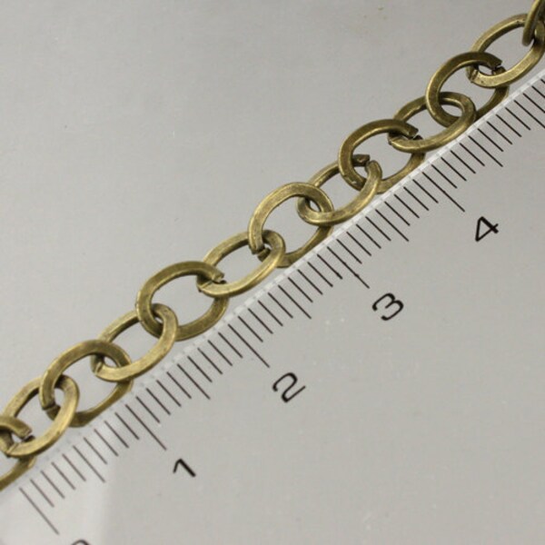 32 ft Antique Brass Flat Chain Bronze Cable Chain BIG Fashion Chain - 7.8x6.0mm - Unsoldered Link - Bulk Chain Necklace Wholesale - 7860FL