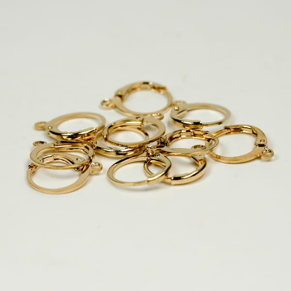 New 30 Champagne Gold Plated / Pinky Gold Plated ROUND Leverback Earrings earwire - 12x9mm Brass Earring Lever Back - ELR9