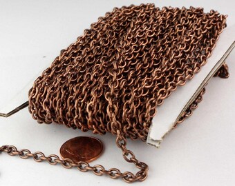 Antique Copper Plated Cable Chain: 10ft 4x5mm 19G Unsoldered Iron Jewelry Making 4519CA