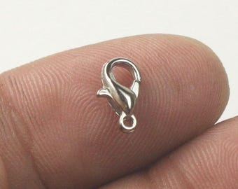 Fermoir mousqueton en alliage de zinc rhodié, 10 x 5 mm - Conditionnement en vrac