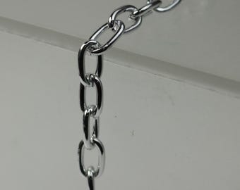 Chaîne câble en aluminium plaqué argent sans ternissement : gros maillons (12 x 7 mm) 25 pieds