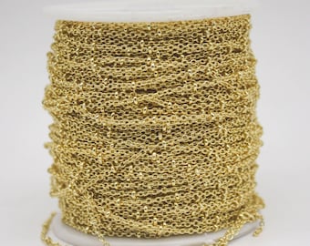 Chaîne forçat à boules plaquée or 18 carats - Anti ternissement, 30 m