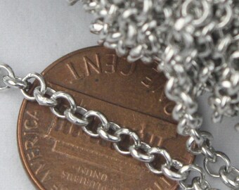 Rhodium Plated Rolo Chain: 3.1mm Soldered Link Plated Fill 32 feet - Bulk Spool - 3.1ROLO