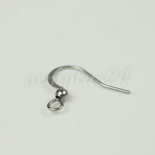 Surgical Stainless Steel 316L FLAT FRENCH Hook with 3mm Ball Earring Ear Wire - 20/50/100/500 pcs - 20x16mm 21G 3mm Ball
