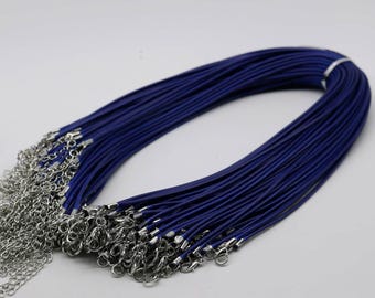 Cordino per collana in cotone blu scuro: 2,0 mm, regolabile da 18 a 20 pollici