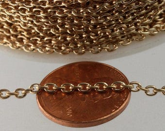 Chaîne câble plaquée or rose : 3,0 x 2,1 mm 100 pieds - Grande bobine