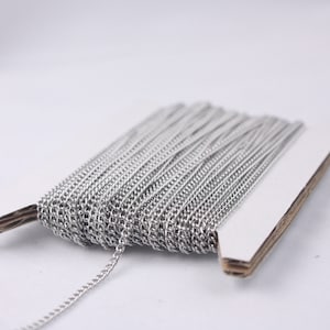 Stainless Steel chain bulk,  10 ft spool of Surgical Stainless Steel 316L Sturdy tiny curb chain - 1.80mm Unsoldered Link