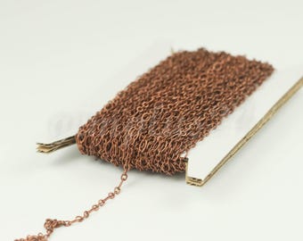 Antique Copper Plated Chain: Long and Short Soldered Links - 542LS31 32 feet - Bulk Spool