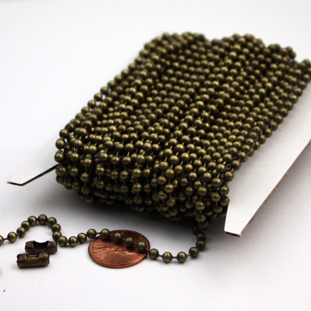 32 Ft Spool of Antique Brass BIG Ball Chain 3.2mm With 10