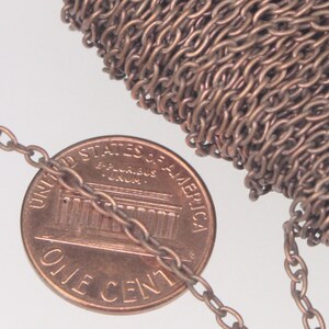 50 ft spool of VINTAGE Antique Copper Round chain Wholesale necklace cable chain - 3x2.2mm unsoldered link - 322CA