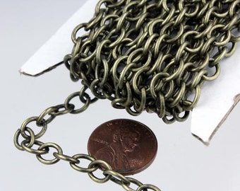 Chunky Fashion Chain 3 ft of Antiqued Brass Big Heavy Cable chain - 7.8x6.3mm 1.2mm unsoldered links - 7863CA