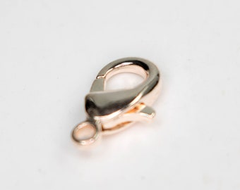 50 Pcs Rose Gold Lobster Claw Clasp - 12mm - Rose Gold Plated on Brass - LOB12B