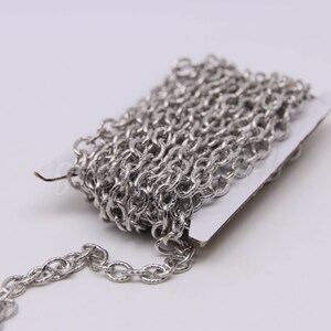 50 ft of Antique Silver finished oval texture cable chain - 8x7mm - unsoldered link - 8070TX