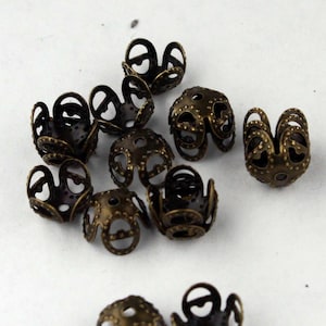 Antique Brass Finished Filigree beads cap 8mm 100 pcs - Wholesale Bulk Lot