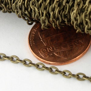 50 Ft. of Antique Brass Finished Flat Cable Chains - 3x2.2mm unsoldered - 322FLAT