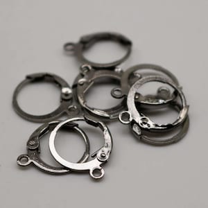 30 Gunmetal ROUND Leverback Earrings earwire - 12x9mm Brass Earring Lever Back  - ELR9