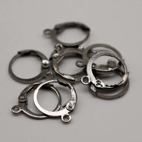 NEW 30 Gunmetal ROUND Leverback Earrings Earwire 12x9mm Brass