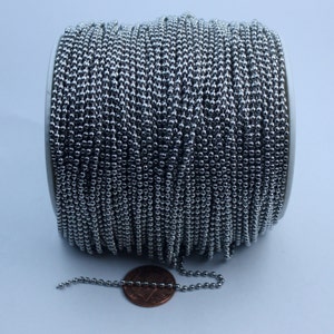 30 ft of Surgical Stainless Steel BALL chain - 2.0mm ball size with FREE 10 pcs of Connector- STBall2.0